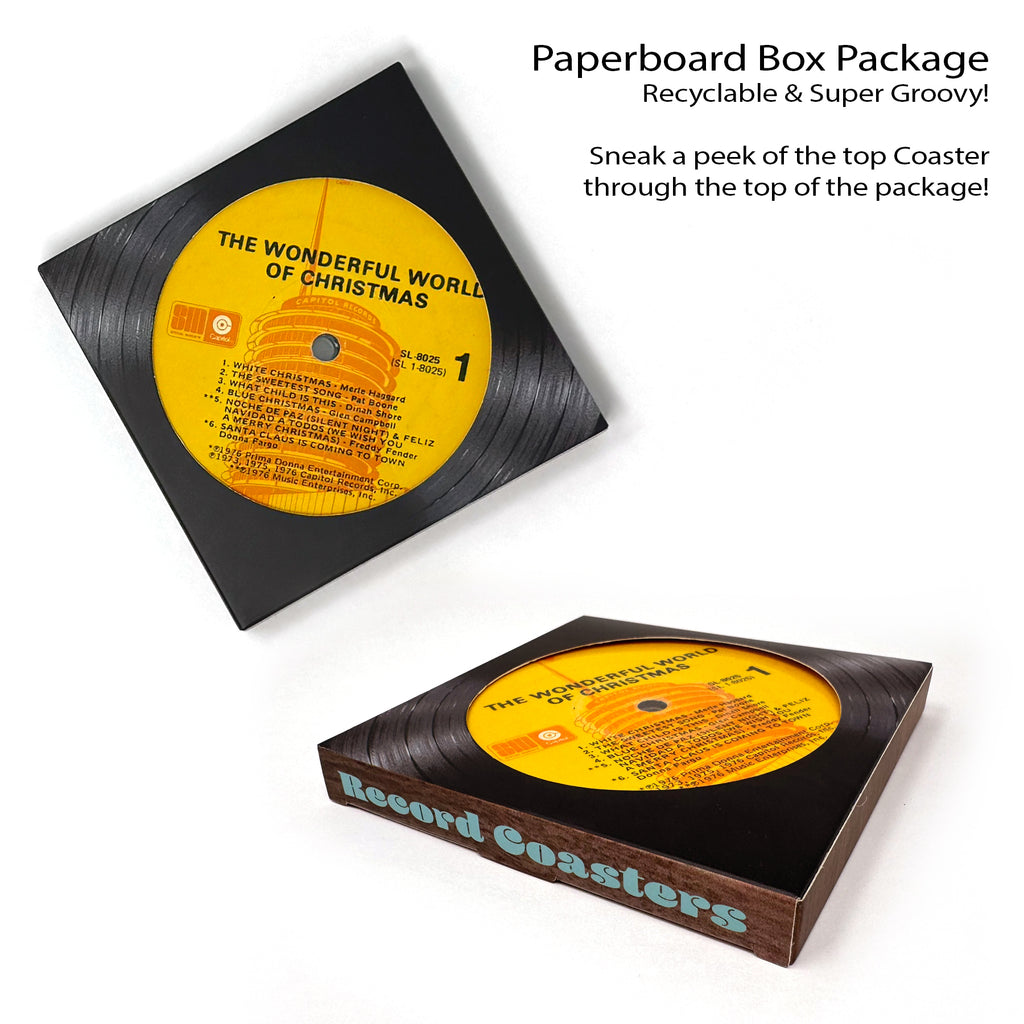 Christmas Genre Recycled Record Label Coasters
