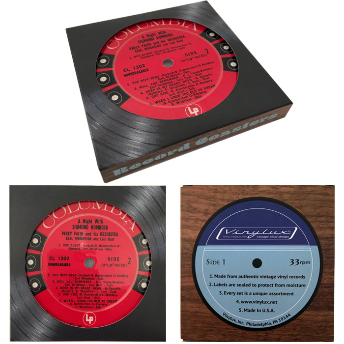 Vintage Recycled Record Label Coasters - Wholesale Case Pack of 6 Sets
